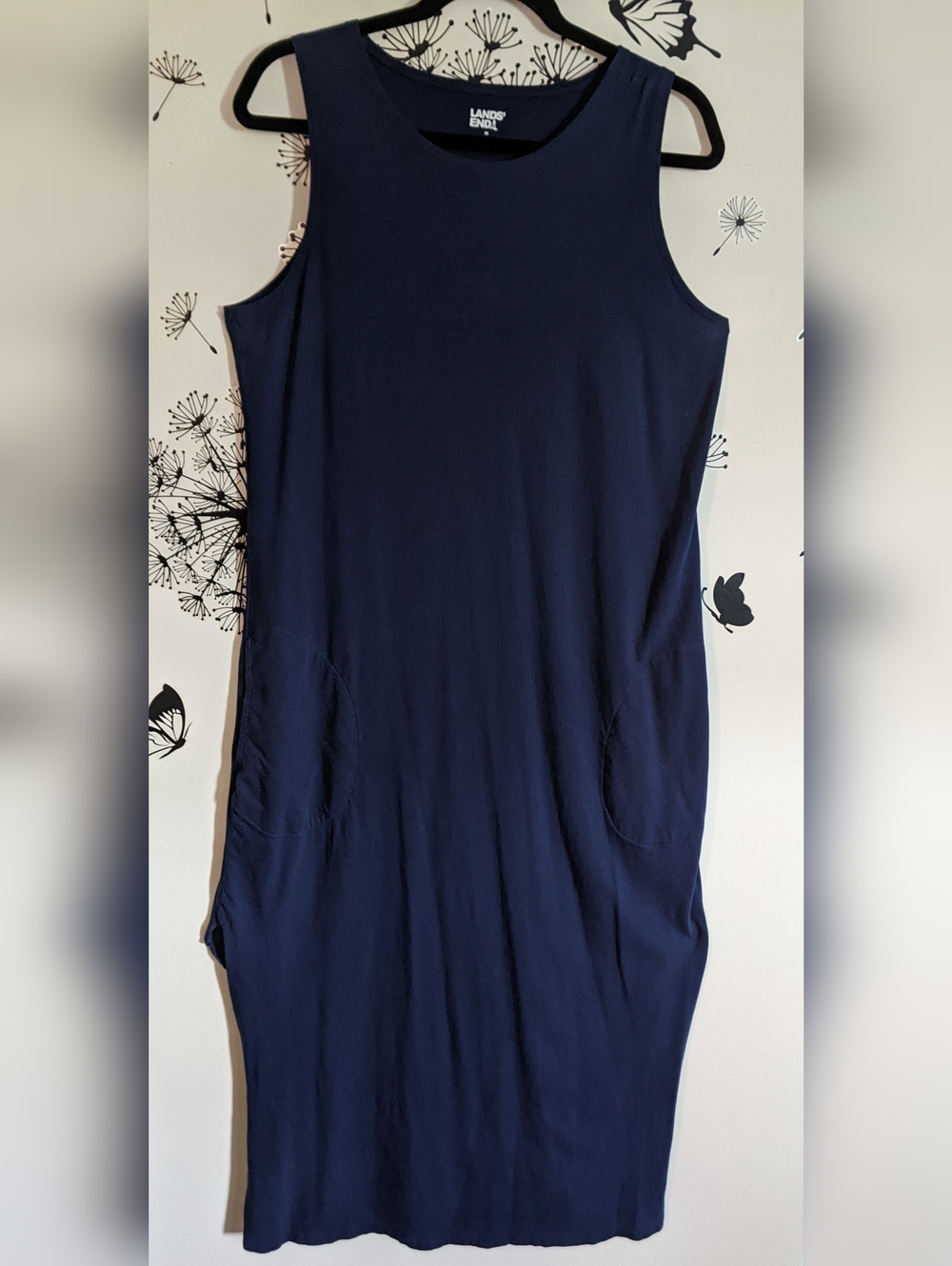 Lands' End Navy Sleeveless Maxi Dress